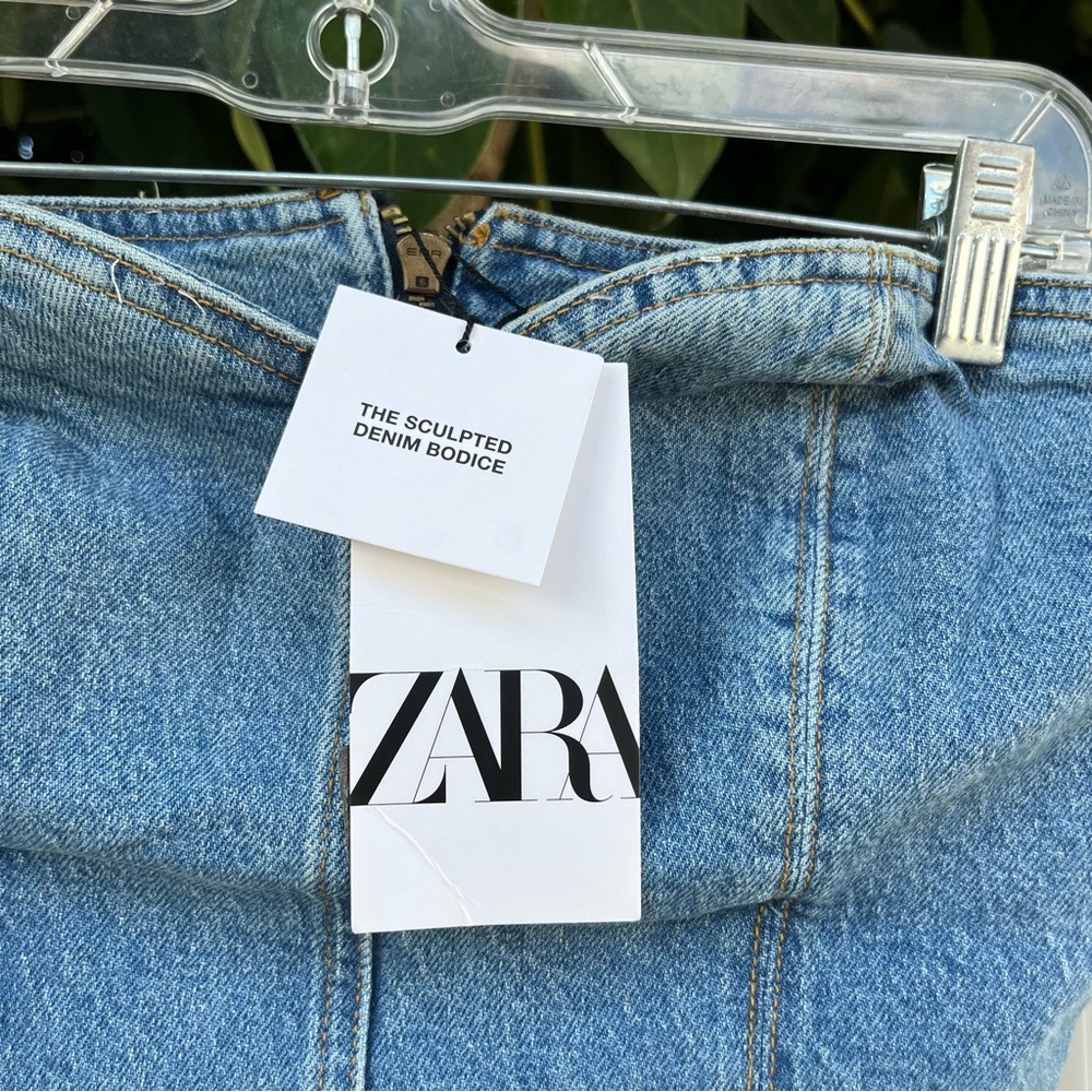 NWT Zara The Sculpted Denim Bodice Corset Top. - Picture 7 of 12